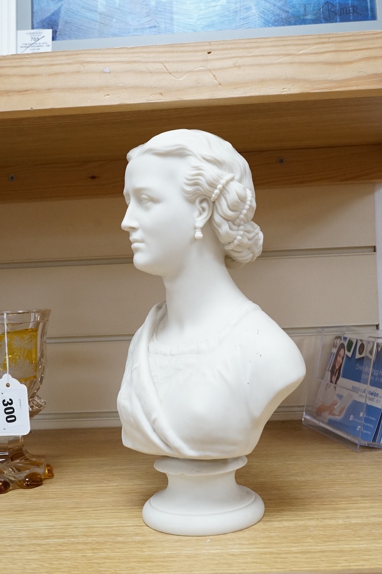A Victorian Crystal Palace Art Union Copeland Parian bust of Princess Alexandra, 30cm high